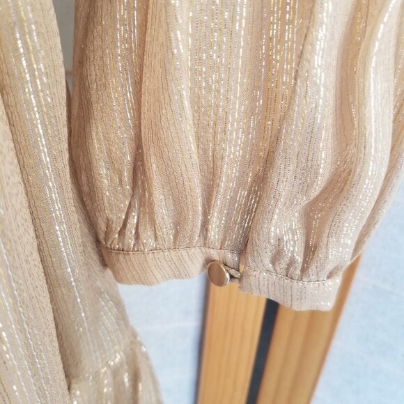 Intermix Women's Margot Metallic Striped Georgette Dress Size 10 NWT Gold Lamé - Picture 8 of 12